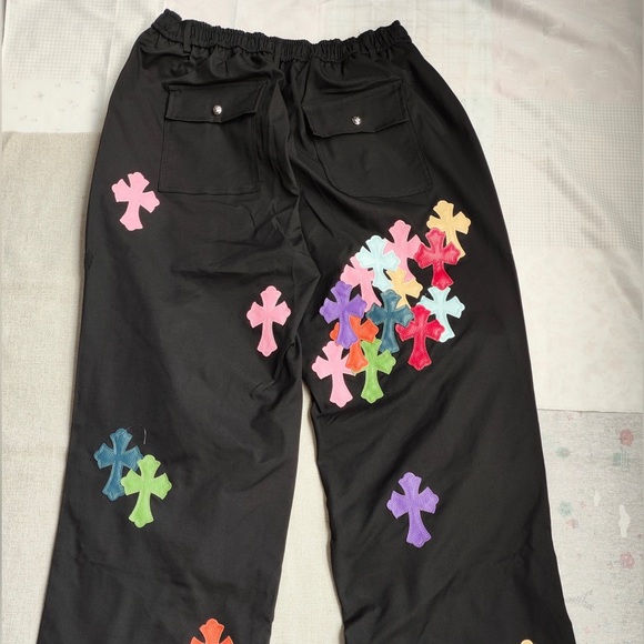 Chrome Hearts Other - Chrome Hearts Black Cargo Pants with Multicolor Cross Appliqués